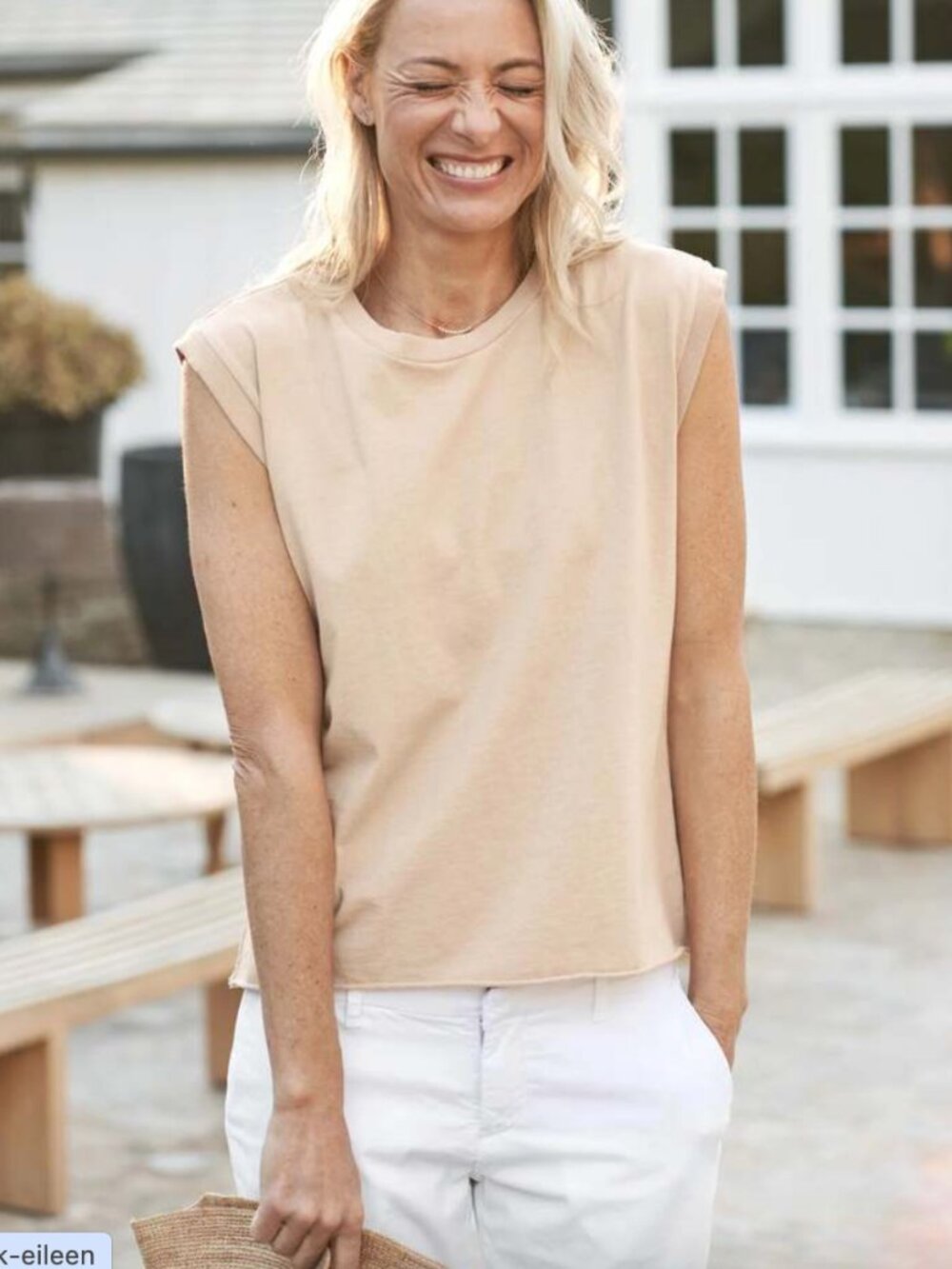 Frank & Eileen Aiden Vintage muscle tee Crewneck Tank Top tan Taupe s small